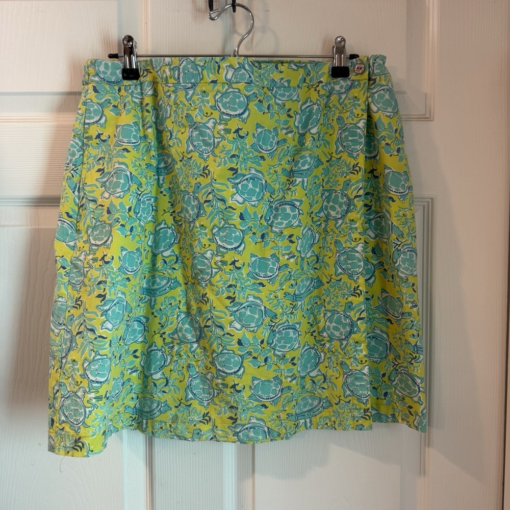 Moka Sport Floral Sea Turtle Wrap Skort Skirt Green Blue White Cotton Size 16